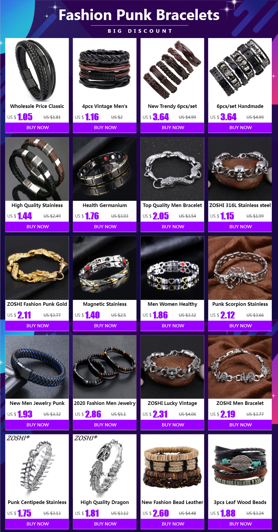 Armband aus Leder in vielen verschiedenen Designs.